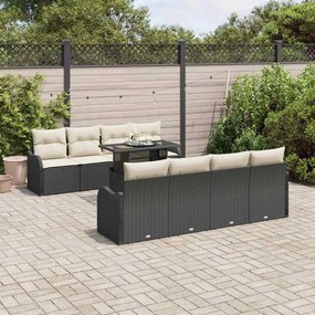 vidaXL Σετ Καναπέ Κήπου με μαξιλάρι 7 pcs Μαύρο Πολυ ράταν