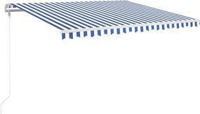 vidaXL Τέντα Συρόμενη Αυτόματη Μπλε / Λευκό 450 x 350 εκ.
