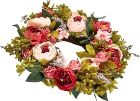 VEVOR Artificial Decorative Wreath 19 in Pink Peonies Hydrangeas Year Round