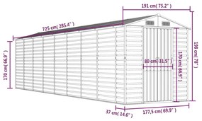 Αποθήκη Κήπου Ανοιχτό Καφέ 191x725x198 εκ. Γαλβανισμένο Ατσάλι - Καφέ