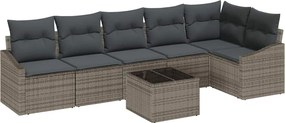vidaXL Σετ Καναπέ με μαξιλάρι 7 pcs Γκρι συνθετικό ρατάν