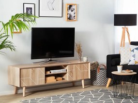 Τραπέζι Tv Berwyn 499, Ανοιχτό χρώμα ξύλου, 150x51x39cm, 26 kg | Epipla1.gr