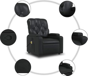 vidaXL Πολυθρόνα Ανακλινόμενη Μαύρη από Συνθετικό Δέρμα