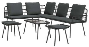 vidaXL Σετ Καναπέ Κήπου 4 pcs Μαύρο συνθετικό ρατάν