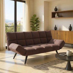 Καναπές Κρεβάτι Freddo Τριθέσιος Βελούδο Καφέ 181x81x86εκ. 181x81x86 εκ.