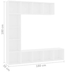 vidaXL Έπιπλο TV / Βιβλιοθήκη Σετ 3 τεμ. Λευκό 180 x 30 x 180 εκ.