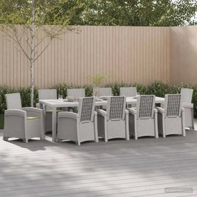 vidaXL Σέτ φαγητού για κήπο 11 τμχ. Λευκό και Κρεμ 250 cm PP