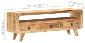 vidaXL Έπιπλο Τηλεόρασης 117x30x41 εκ. Μασίφ Ακατέργαστο Ξύλο Μάνγκο