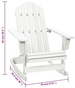 vidaXL Πολυθρόνα Κουνιστή Κήπου Λευκή Ξύλινη