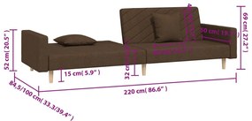 Καναπές Κρεβάτι Διθέσιος Καφέ Υφασμάτινος με Δύο Μαξιλάρια - Καφέ