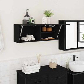 vidaXL ντουλάπι τοίχου μπάνιου μαύρο 80x25x30 cm κατασκευασμένο ξύλο