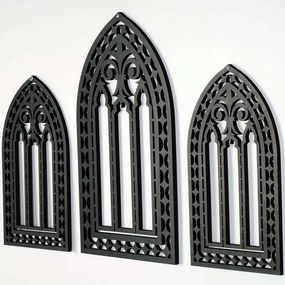 Διακοσμητικό Τοίχου (Σετ 3Τμχ) 797EVL1926 26x15/30x18cm Black Wallity Mdf