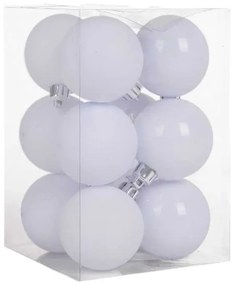 Σετ Χριστουγεννιάτικες μπάλες - 8cm - 12pcs - 326062 - White-326062_WHITE