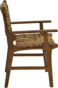 Πολυθρόνα Refane pakoworld φυσικό teak ξύλο-ψάθα 55x60x85εκ