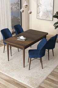 Dining Table &amp; Chairs Set (5 Pieces) Arp - Baroque, Navy Blue Baroque
Navy Blue