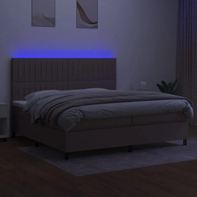 vidaXL Κρεβάτι Boxspring με Στρώμα &amp; LED Taupe 200x200 εκ. Υφασμάτινο