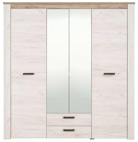 Ντουλάπα Kent 4K2F2O Γκρί Δρύς - Λευκός Δρύς 199x56x207 εκ. 199x56x207 εκ.