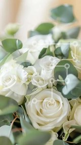 Intra Συλλεκτικό Ξύλινο Παζλ Plywood  4mm - Floral σύνθεση με λευκά τριαντάφυλλα και πράσινα φύλλα Σε Ξύλινο Κουτί - Διαστάσεις: 10x10 cm – 25 κομμάτια