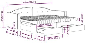 Καναπές Κρεβάτι Συρόμενος Σκ. Γκρι 80x200 Βελούδο Συρτάρια - Γκρι