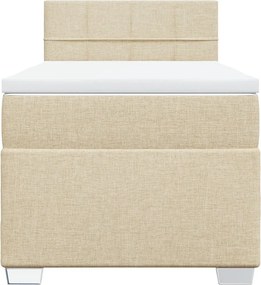 vidaXL Κρεβάτι Boxspring με Στρώμα Κρεμ 90x200 εκ.Υφασμάτινο