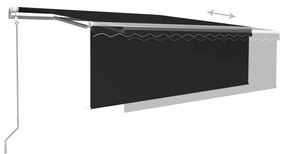vidaXL Τέντα Αυτόματη με Σκίαστρο/LED/Αισθ. Ανέμου Ανθρακί 4,5 x 3 μ.