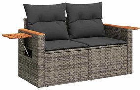 vidaXL Σετ Καναπέ Κήπου 9 pcs Γκρι Πολυέστερ και Κατασκευασμένο Ατσάλι