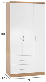 ΝΤΟΥΛΑΠΑ 3ΦΥΛΛΗ ME 2 ΣΥΡΤΑΡΙΑ CAESAR HM340.06 SONAMA - ΛΕΥΚO 89x42,5x181 εκ.