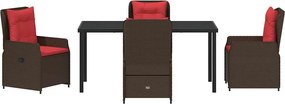 vidaXL Σέτ φαγητού για κήπο με μαξιλάρι 5 pcs Καφέ Πολυ ράταν