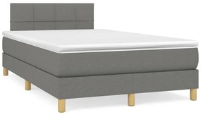 vidaXL Κρεβάτι Boxspring με Στρώμα & LED Σκ.Γκρι 120x190εκ. Υφασμάτινο