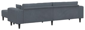 vidaXL Βελούδινος καναπές 3 pcs Σκούρο Γκρι 208 εκ. Βελούδο