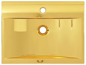 Νιπτήρας με Οπή Υπερχείλισης Χρυσός 60 x 46 x 16 εκ. Κεραμικός - Χρυσό