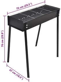 vidaXL Ψησταριά BBQ για κάρβουνα Βάση ορθογώνια 75 x 28 cm