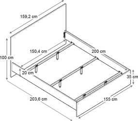 Κρεβάτι Troy Megapap χρώμα φυσικό οξιάς 150x200εκ.