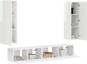 vidaXL Σετ επίπλου τηλεόρασης 3 pcs Υψηλής γυαλάδας λευκό