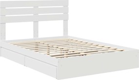 vidaXL Κρεβάτι Αποθήκης Λευκό 140 x 200 cm Επεξεργασμένο ξύλο