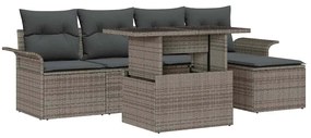 vidaXL Σετ Καναπέ Κήπου με μαξιλάρι 6 pcs Γκρι Πολυ ράταν