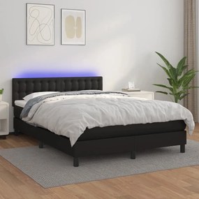 ΚΡΕΒΑΤΙ BOXSPRING ΜΕ ΣΤΡΩΜΑ &amp; LED ΜΑΥΡΟ 140X200 ΕΚ. ΣΥΝΘ. ΔΕΡΜΑ 3134225