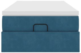 vidaXL Οθωμανικό κρεβάτι με στρώμα σκούρο μπλε 90x200cm Velvet