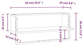 ΡΑΦΙ ΤΟΙΧΟΥ ΜΕ ΜΠΑΡΑ ΓΚΡΙ SONOMA 65X25X30 ΕΚ. 836291