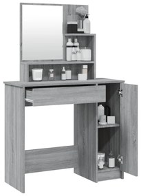 vidaXL Μπουντουάρ με Καθρέφτη Γκρι Sonoma 86,5x35x136 εκ.