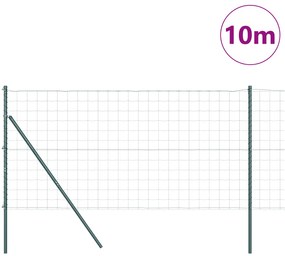 vidaXL Euro Fence με 7 Στήλες 1.4x10 μ Γαλβανισμένος Χάλυβας Πράσινος