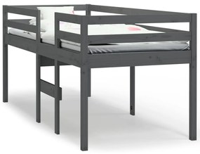 vidaXL Κρεβάτι Υπερυψωμένο Γκρι 90x190 εκ. από Μασίφ Ξύλο Πεύκου