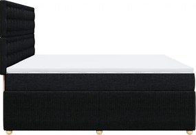 vidaXL Κρεβάτι Boxspring με Στρώμα Μαύρο 200x200 εκ. Υφασμάτινο