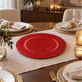 ΠΙΑΤΈΛΕΣ GLITTER PRES. ROUND PLATE RED 147108RG
