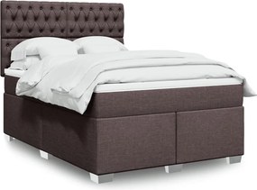 vidaXL Κρεβάτι Boxspring με Στρώμα Σκούρο Καφέ 140x190 εκ. Υφασμάτινο