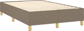 vidaXL Κρεβάτι Boxspring με Στρώμα &amp; LED Taupe 120x200 εκ. Υφασμάτινο