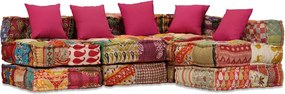 vidaXL Κάθισμα - Πουφ Τετραθέσιο Αρθρωτό Patchwork Υφασμάτινο