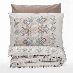 Σετ παπλωματοθήκη Asilo Cotton Box 4 τμχ Διπλή (200x220) χρώμα καφέ - λευκό