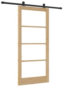 vidaXL Συρόμενη Πόρτα Χειροκίνητος Καφέ 93 x 202 cm Ξύλο και μέταλλο