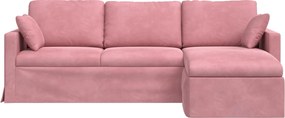 vidaXL Καναπές Ροζ 228 x 134 x 80 εκ Βελούδο